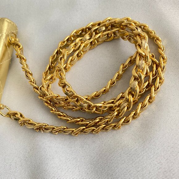 Simard Leather Mini Gold Quilted Metallic Chain Bag - Picture 10 of 15